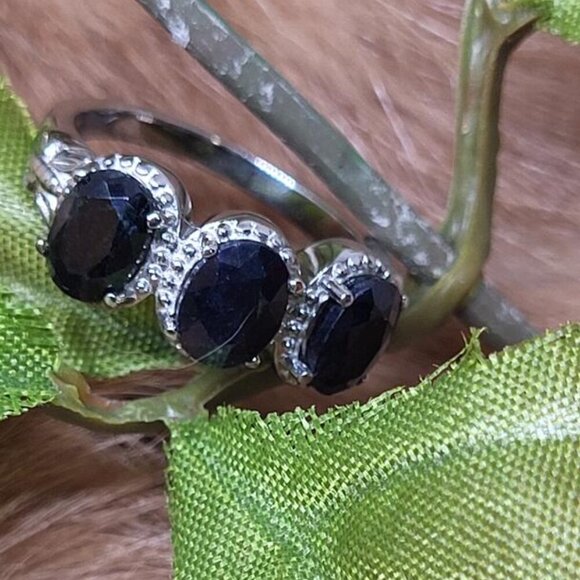 New, Stamped, Black, Midnight Oval Sapphire ring, Size 7 - Picture 5 of 5